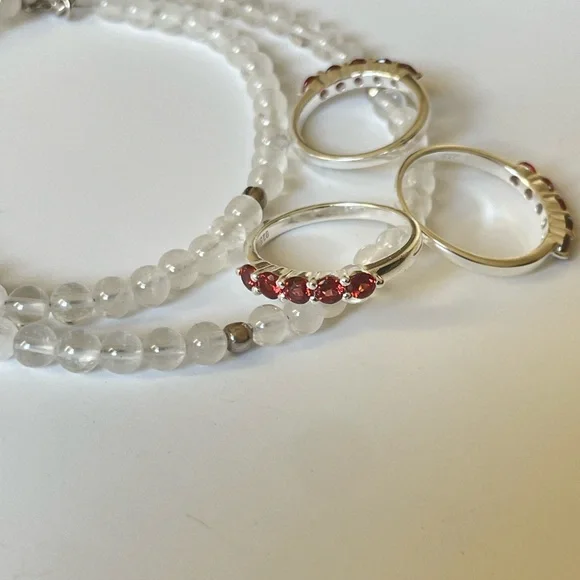 925 Sterling Silver Natural Garnet Band “Vibes” Sizes available US: 9 - Picture 9 of 17